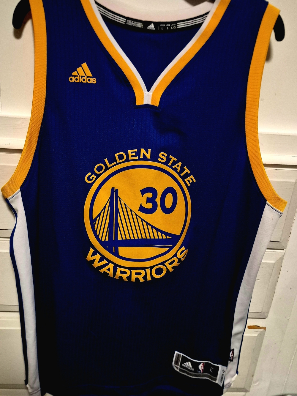 adidas Golden State Warriors Royal Blue & Gold Basketball Jersey